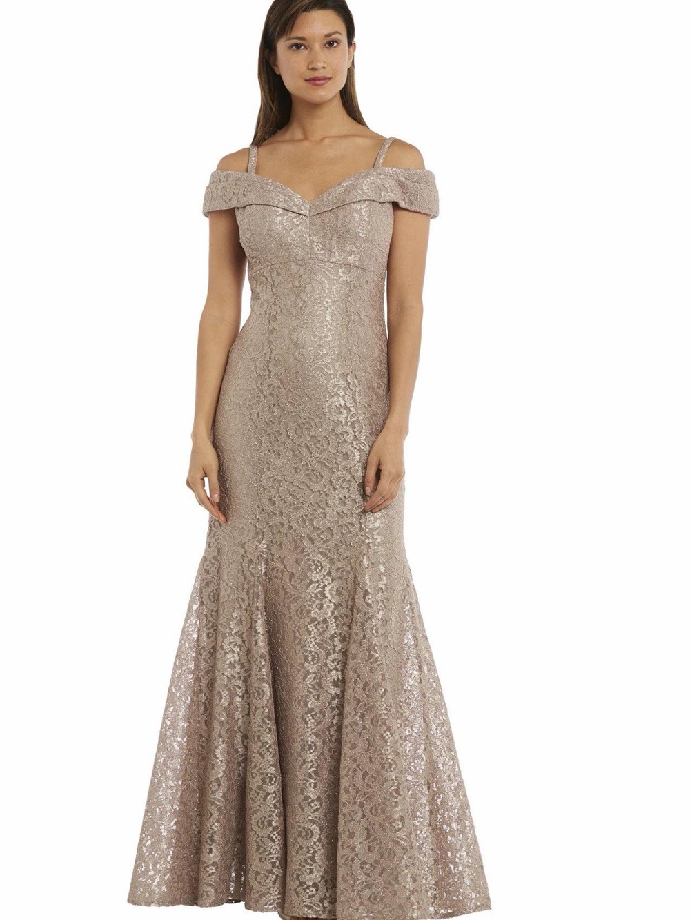 NWT R&M Richards 2047 Long Formal Dress Champagne